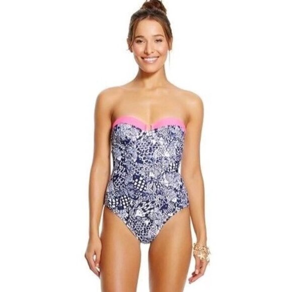 Lilly Pulitzer Pink and Blue Upstream One Piece Swimsuit - Picture 2 of 9